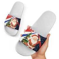 Russia Christmas Slide Sandals with Dancing Santa Christmas Tree Lights and Red Snowflake - Wonder Print Shop