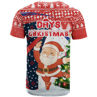 Russia Christmas T Shirt with Dancing Santa Christmas Tree Lights and Red Snowflake - Wonder Print Shop