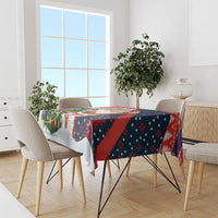 Russia Christmas Tablecloth with Dancing Santa Christmas Tree Lights and Red Snowflake - Wonder Print Shop
