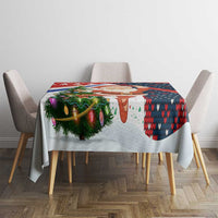 Russia Christmas Tablecloth with Dancing Santa Christmas Tree Lights and Red Snowflake - Wonder Print Shop