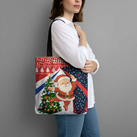 Russia Christmas Tote Bag with Dancing Santa Christmas Tree Lights and Red Snowflake - Wonder Print Shop