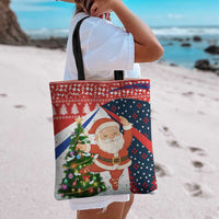 Russia Christmas Tote Bag with Dancing Santa Christmas Tree Lights and Red Snowflake - Wonder Print Shop