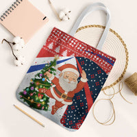 Russia Christmas Tote Bag with Dancing Santa Christmas Tree Lights and Red Snowflake - Wonder Print Shop