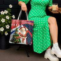 Russia Christmas Tote Bag with Dancing Santa Christmas Tree Lights and Red Snowflake - Wonder Print Shop