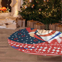 Russia Christmas Tree Skirt with Dancing Santa Christmas Tree Lights and Red Snowflake - Wonder Print Shop