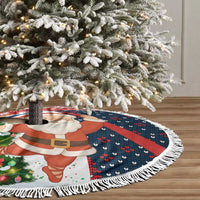 Russia Christmas Tree Skirt with Dancing Santa Christmas Tree Lights and Red Snowflake - Wonder Print Shop