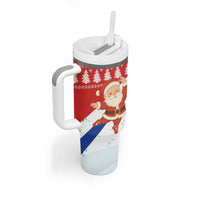 Russia Christmas Tumbler With Handle with Dancing Santa Christmas Tree Lights and Red Snowflake - Wonder Print Shop