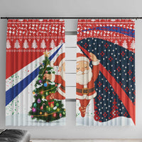 Russia Christmas Window Curtain with Dancing Santa Christmas Tree Lights and Red Snowflake - Wonder Print Shop