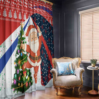 Russia Christmas Window Curtain with Dancing Santa Christmas Tree Lights and Red Snowflake - Wonder Print Shop