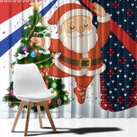 Russia Christmas Window Curtain with Dancing Santa Christmas Tree Lights and Red Snowflake - Wonder Print Shop