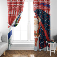 Russia Christmas Window Curtain with Dancing Santa Christmas Tree Lights and Red Snowflake - Wonder Print Shop