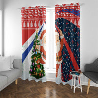 Russia Christmas Window Curtain with Dancing Santa Christmas Tree Lights and Red Snowflake - Wonder Print Shop