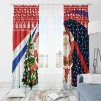 Russia Christmas Window Curtain with Dancing Santa Christmas Tree Lights and Red Snowflake - Wonder Print Shop