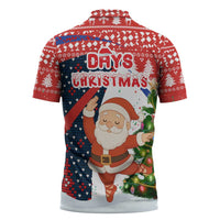 Russia Christmas Zipper Polo Shirt with Dancing Santa Christmas Tree Lights and Red Snowflake - Wonder Print Shop