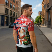 Russia Christmas Zipper Polo Shirt with Dancing Santa Christmas Tree Lights and Red Snowflake - Wonder Print Shop