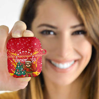 Venezuela Christmas AirPods Case with Santa Sloth Christmas Tree Stars and Red Festive - Wonder Print Shop