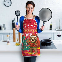 Venezuela Christmas Apron with Santa Sloth Christmas Tree Stars and Red Festive - Wonder Print Shop
