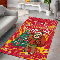 Venezuela Christmas Area Rug with Santa Sloth Christmas Tree Stars and Red Festive - Wonder Print Shop