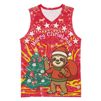 Venezuela Christmas Basketball Jersey with Santa Sloth Christmas Tree Stars and Red Festive - Wonder Print Shop
