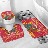 Venezuela Christmas Bathroom Set with Santa Sloth Christmas Tree Stars and Red Festive - Wonder Print Shop