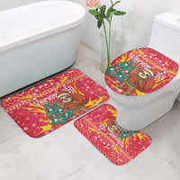 Venezuela Christmas Bathroom Set with Santa Sloth Christmas Tree Stars and Red Festive - Wonder Print Shop