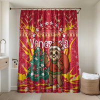 Venezuela Christmas Bathroom Set with Santa Sloth Christmas Tree Stars and Red Festive - Wonder Print Shop