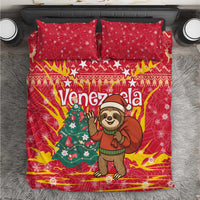 Venezuela Christmas Bedding Set with Santa Sloth Christmas Tree Stars and Red Festive - Wonder Print Shop