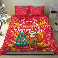 Venezuela Christmas Bedding Set with Santa Sloth Christmas Tree Stars and Red Festive - Wonder Print Shop