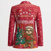 Venezuela Christmas Blazer with Santa Sloth Christmas Tree Stars and Red Festive - Wonder Print Shop
