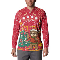 Venezuela Christmas Button Sweatshirt with Santa Sloth Christmas Tree Stars and Red Festive - Wonder Print Shop