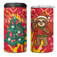 Venezuela Christmas 4 in 1 Can Cooler Tumbler with Santa Sloth Christmas Tree Stars and Red Festive - Wonder Print Shop