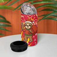 Venezuela Christmas 4 in 1 Can Cooler Tumbler with Santa Sloth Christmas Tree Stars and Red Festive - Wonder Print Shop