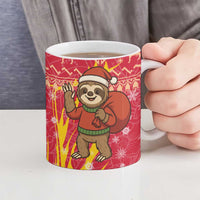 Venezuela Christmas Ceramic Mug with Santa Sloth Christmas Tree Stars and Red Festive - Wonder Print Shop
