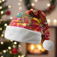 Venezuela Christmas Santa Hat with Santa Sloth Christmas Tree Stars and Red Festive - Wonder Print Shop
