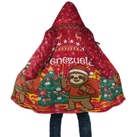 Venezuela Christmas Cloak with Santa Sloth Christmas Tree Stars and Red Festive - Wonder Print Shop