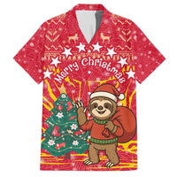 Venezuela Christmas Family Matching Puletasi and Hawaiian Shirt with Santa Sloth Christmas Tree Stars and Red Festive - Wonder Print Shop