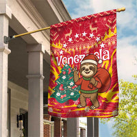 Venezuela Christmas Garden Flag with Santa Sloth Christmas Tree Stars and Red Festive - Wonder Print Shop