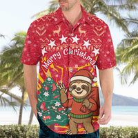 Venezuela Christmas Hawaiian Shirt with Santa Sloth Christmas Tree Stars and Red Festive - Wonder Print Shop