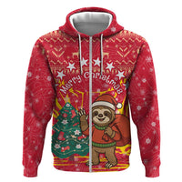 Venezuela Christmas Hoodie with Santa Sloth Christmas Tree Stars and Red Festive - Wonder Print Shop