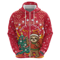 Venezuela Christmas Hoodie with Santa Sloth Christmas Tree Stars and Red Festive - Wonder Print Shop
