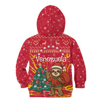 Venezuela Christmas Kid Hoodie with Santa Sloth Christmas Tree Stars and Red Festive - Wonder Print Shop