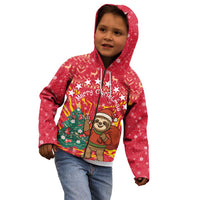Venezuela Christmas Kid Hoodie with Santa Sloth Christmas Tree Stars and Red Festive - Wonder Print Shop