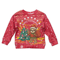 Venezuela Christmas Kid Ugly Christmas Sweater with Santa Sloth Christmas Tree Stars and Red Festive - Wonder Print Shop
