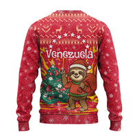 Venezuela Christmas Ugly Christmas Sweater with Santa Sloth Christmas Tree Stars and Red Festive - Wonder Print Shop