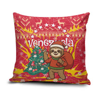 Venezuela Christmas Pillow Cover with Santa Sloth Christmas Tree Stars and Red Festive - Wonder Print Shop