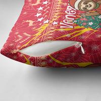 Venezuela Christmas Pillow Cover with Santa Sloth Christmas Tree Stars and Red Festive - Wonder Print Shop