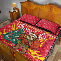 Venezuela Christmas Quilt Bed Set with Santa Sloth Christmas Tree Stars and Red Festive - Wonder Print Shop