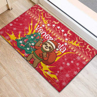 Venezuela Christmas Rubber Doormat with Santa Sloth Christmas Tree Stars and Red Festive - Wonder Print Shop