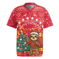 Venezuela Christmas Rugby Jersey with Santa Sloth Christmas Tree Stars and Red Festive - Wonder Print Shop