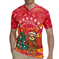 Venezuela Christmas Rugby Jersey with Santa Sloth Christmas Tree Stars and Red Festive - Wonder Print Shop